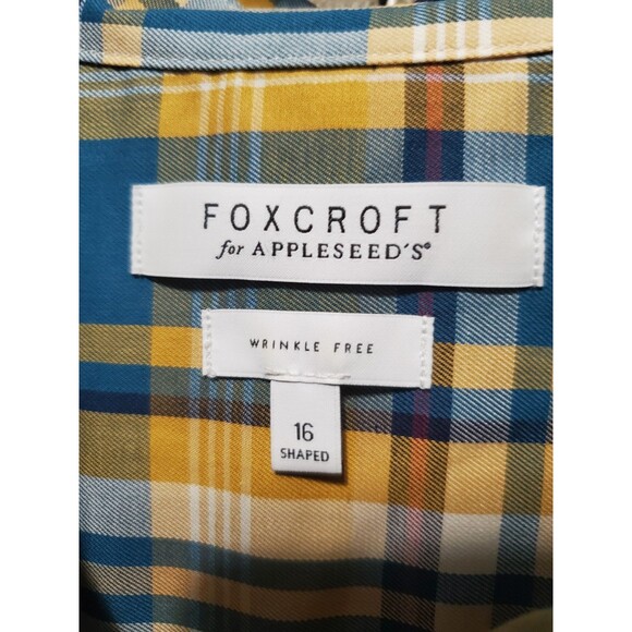 Foxcroft for Appleseed's Wrinkle Free Shaped Multicolor Plaid Button-Up Shirt 16 - Picture 3 of 5